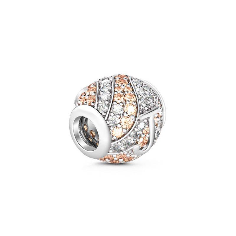 Letter j Charm with Champagne & Clear CZ 925 Sterling Silver