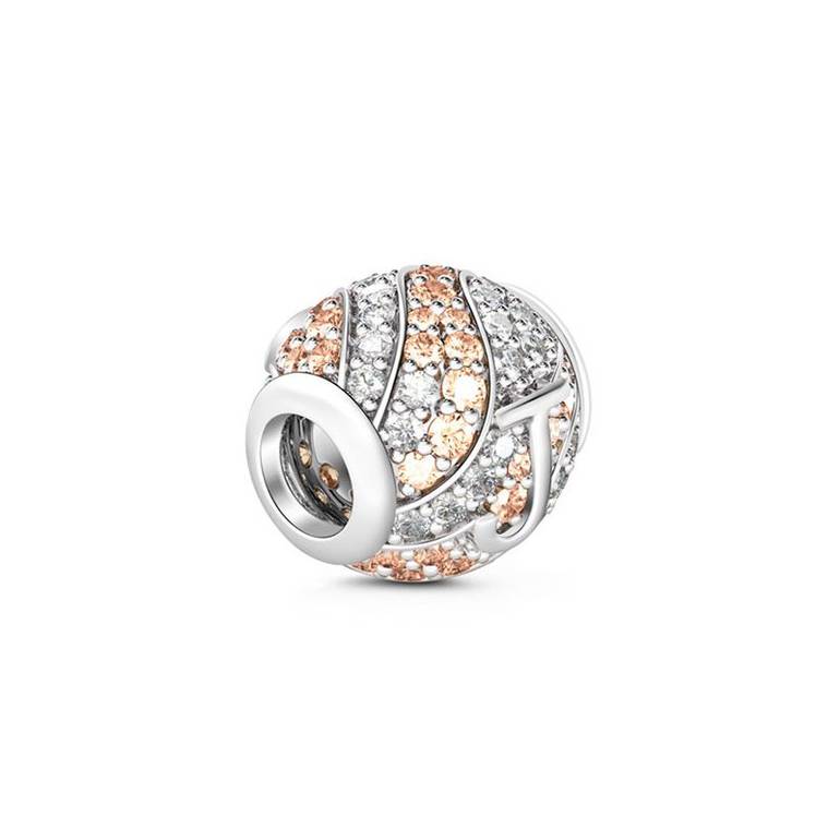Letter j Charm with Champagne & Clear CZ 925 Sterling Silver