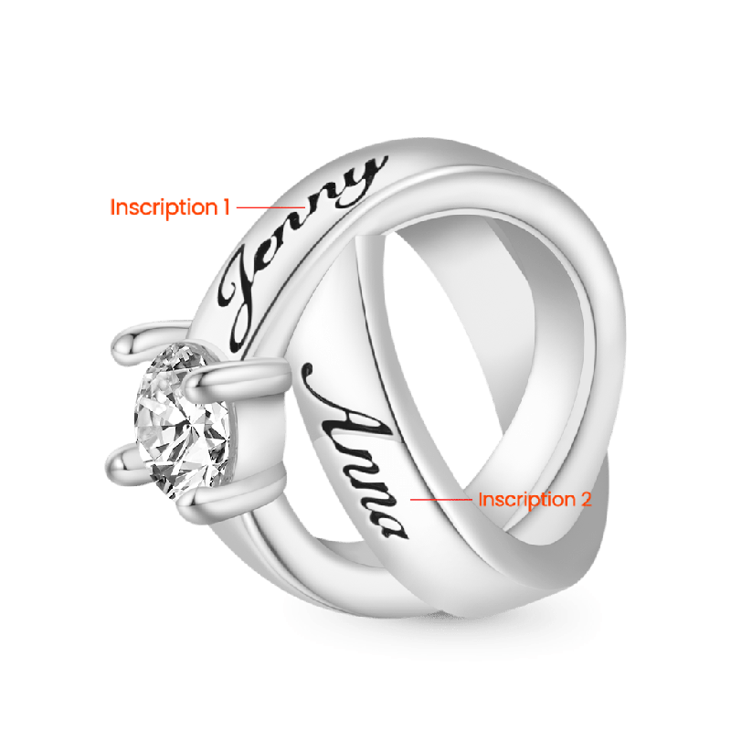 Gnoce Engravable Couple Rings Valentine Charm Platinum-plated Silver Blend