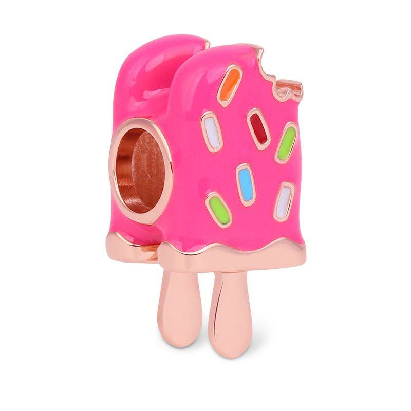 Popsicle Ice Cream Charm Bead Rose Gold Plated 925 Sterling Silver