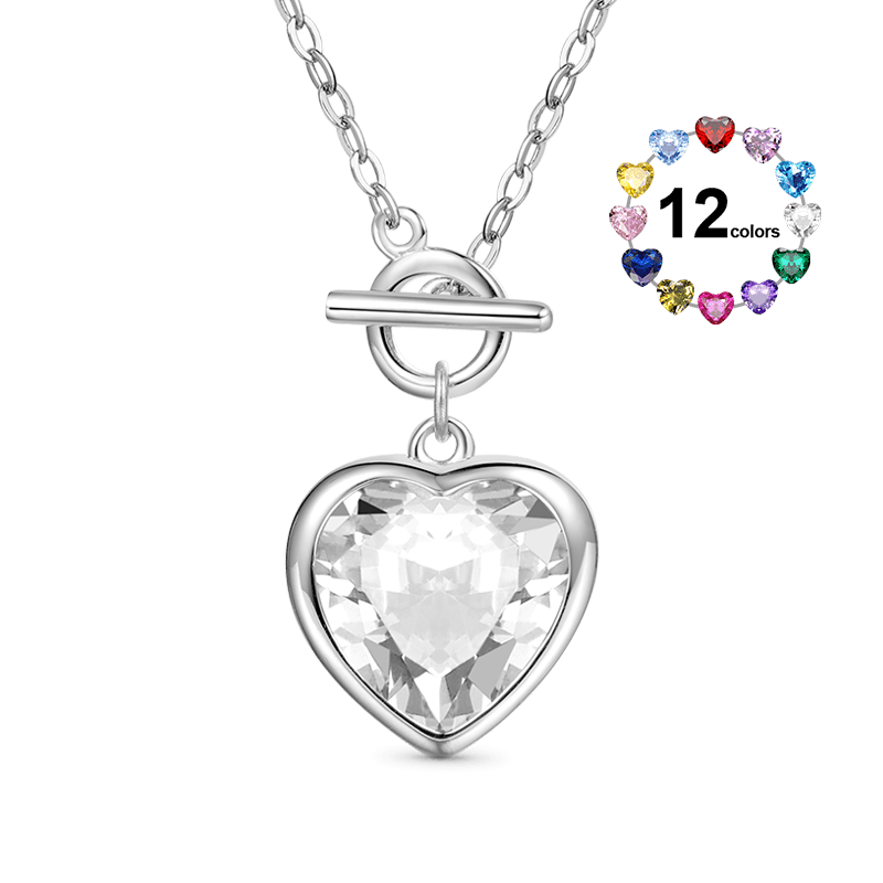 Gnoce OT Buckle Heart Birthstone Pendant Necklaces
