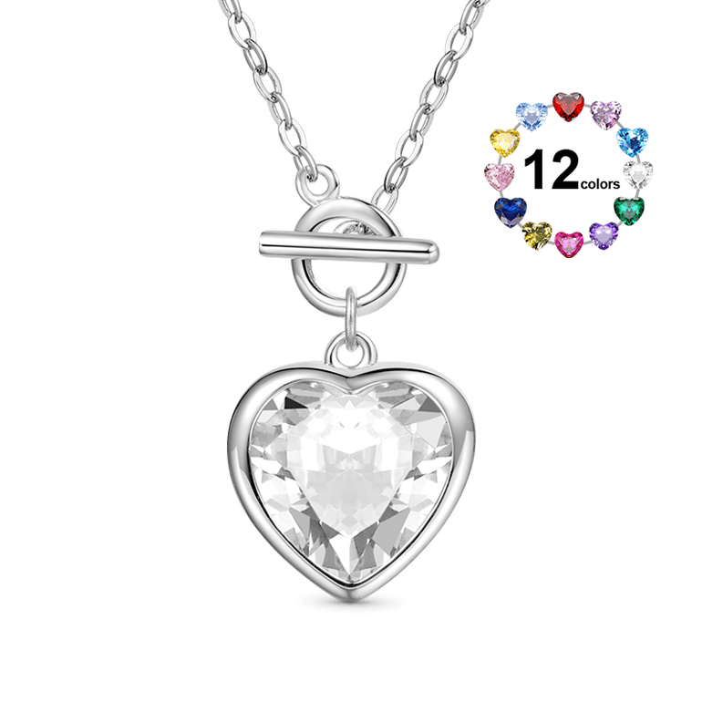 Gnoce OT Buckle Heart Birthstone Pendant Necklaces