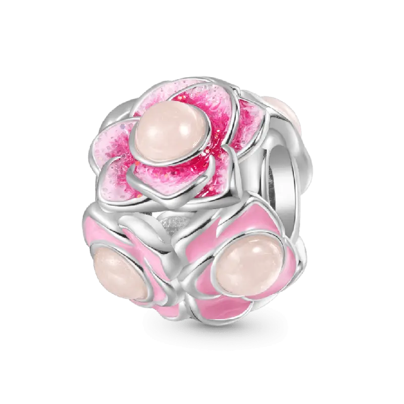 Gnoce Glow-in-the-Dark Pink Flower Ball Charm
