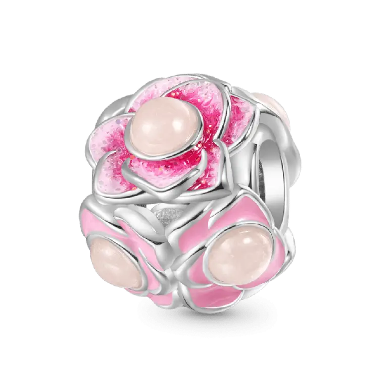Gnoce Glow-in-the-Dark Pink Flower Ball Charm