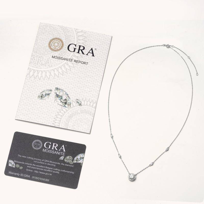 Gnoce 1CT Round VVS Moissanite Frame Station Necklaces