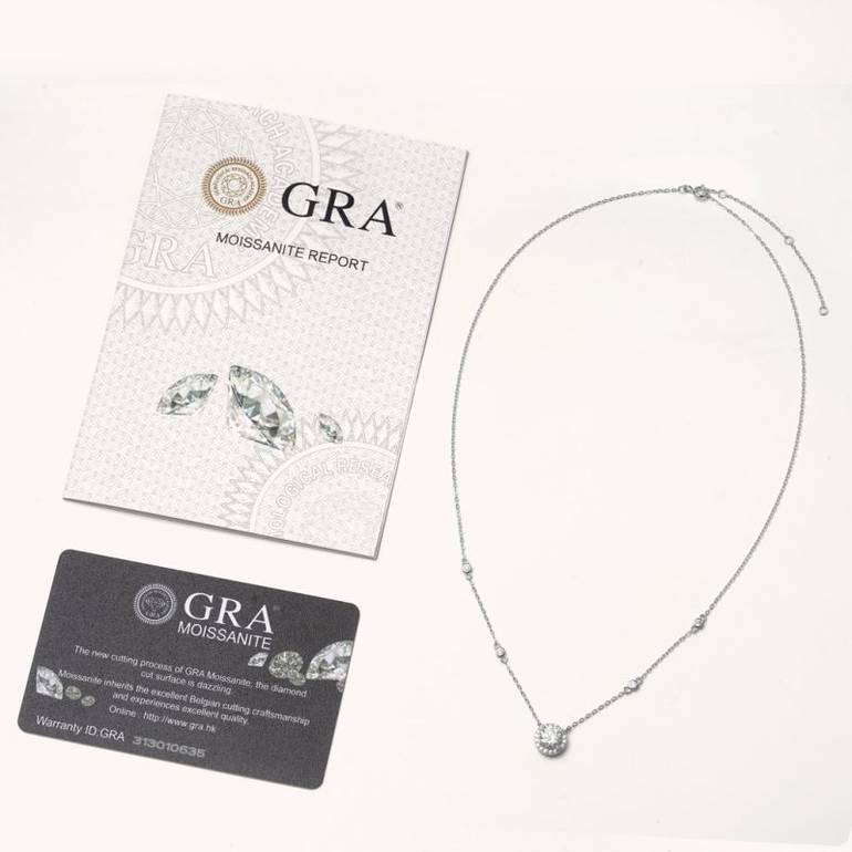 Gnoce 1CT Round VVS Moissanite Frame Station Necklaces