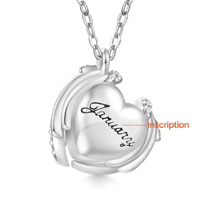 Gnoce Engravable Birthstone Love Heart Wings Necklaces