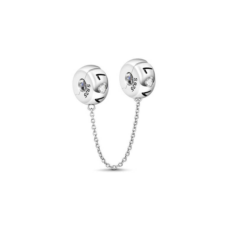 Sterling Silver Safety Chain Engraved with Love