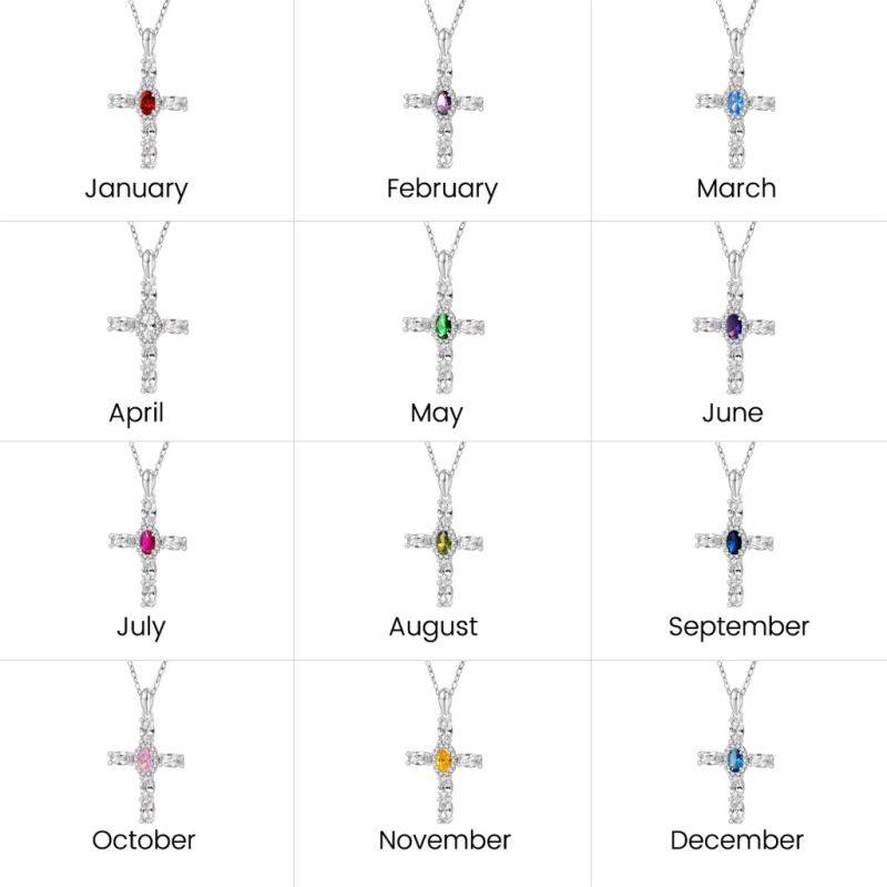Gnoce Elegant Cross Birthstone Necklaces