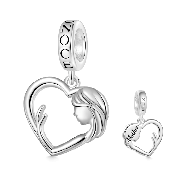 Gnoce Mother's Day Mother Hug Daughter Heart Double Pendant Dangle Charm