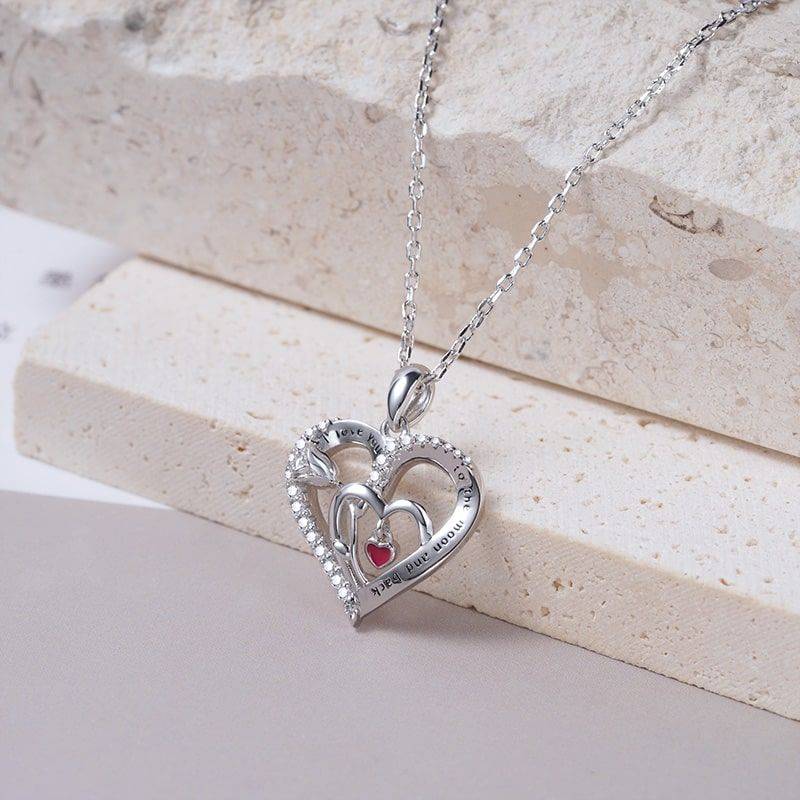 Triple Heart Necklaces with Rose and Crystal Gemstones Sterling Silver
