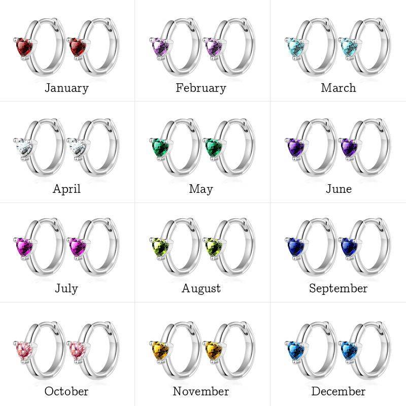 Gnoce Birthstone Heart Hoop Earrings