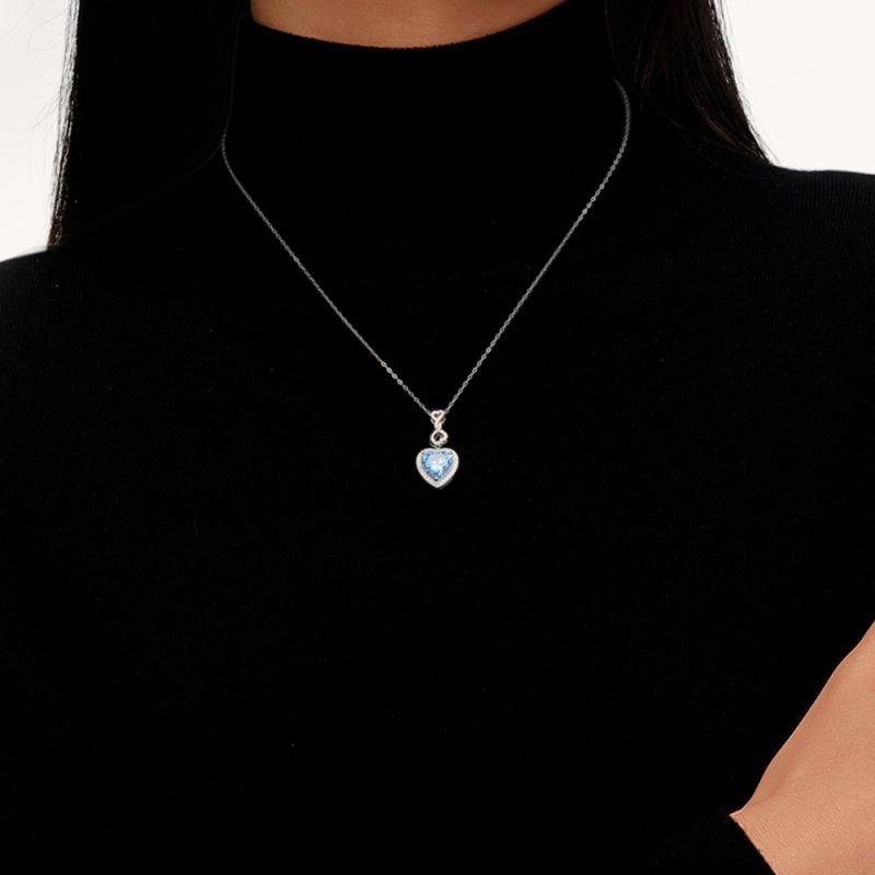 Gnoce Infinite Love Buckle Heart Birthstone Pendant Necklaces