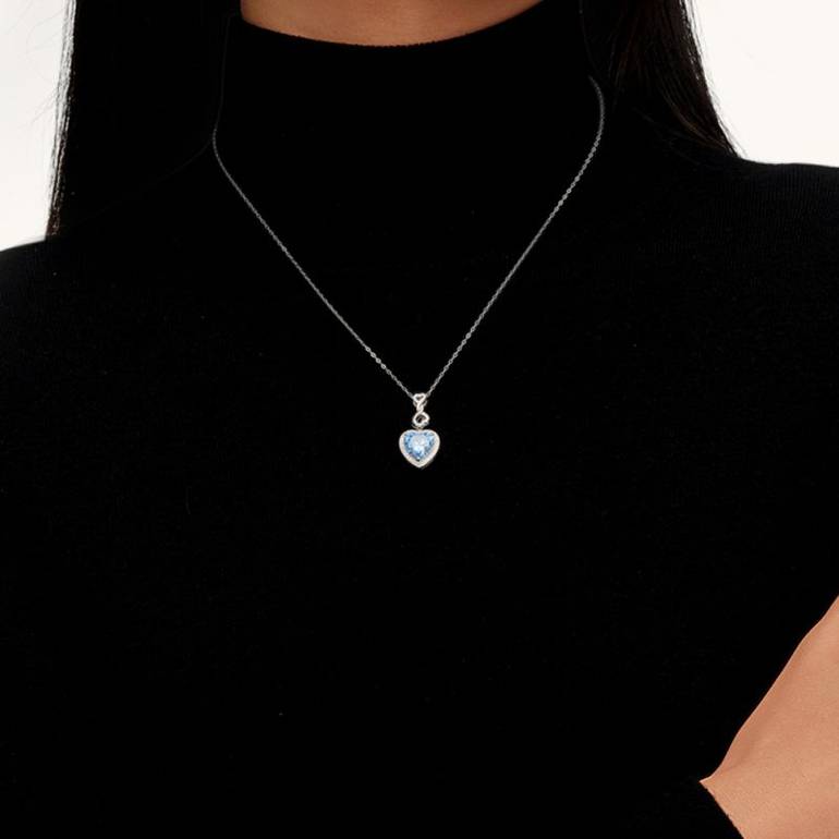 Gnoce Infinite Love Buckle Heart Birthstone Pendant Necklaces