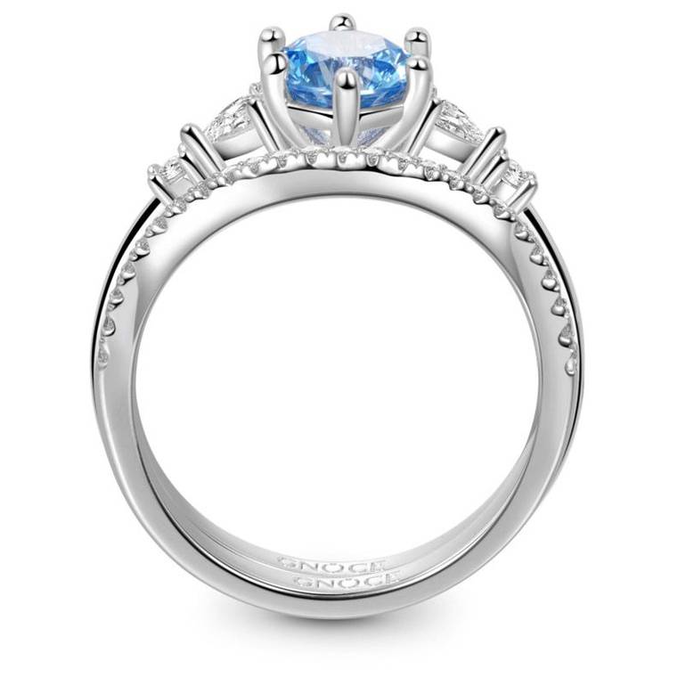 Gnoce Wishbone Stacking Blue Round-cut Ring Set
