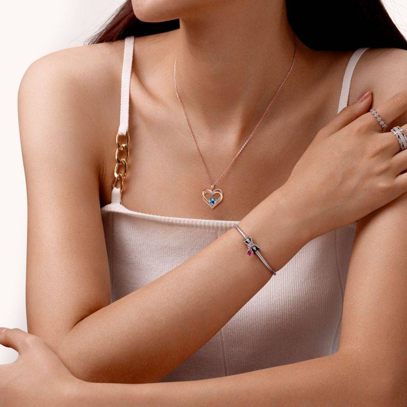 Gnoce Birthstone Heart Necklaces