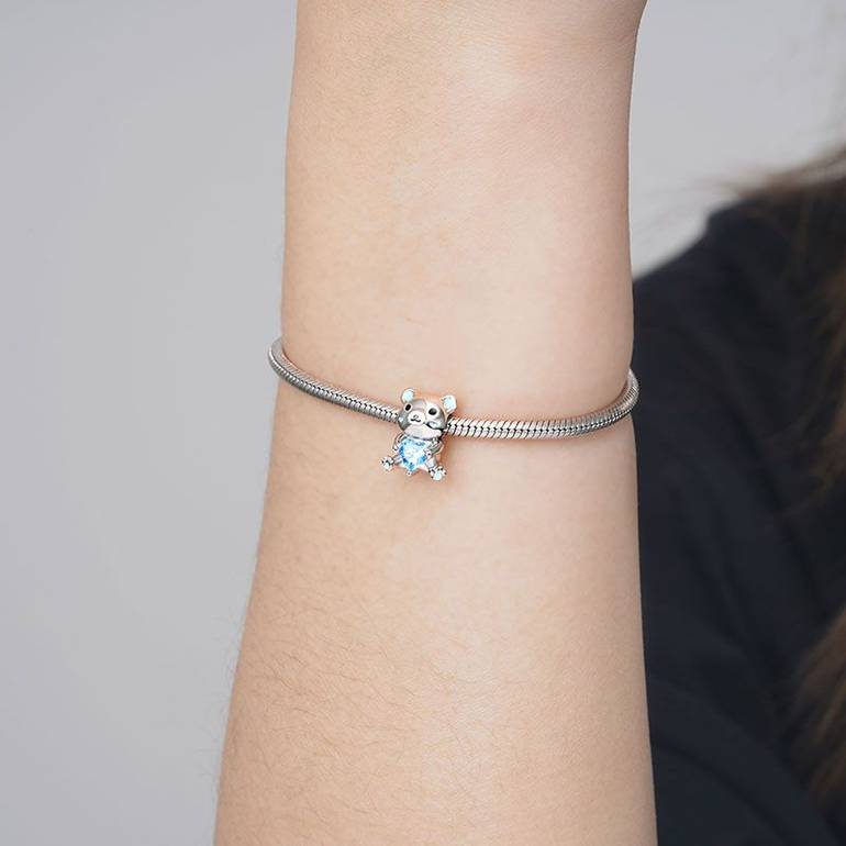 Gnoce Polar Bear Embraces Heart Gem Charm