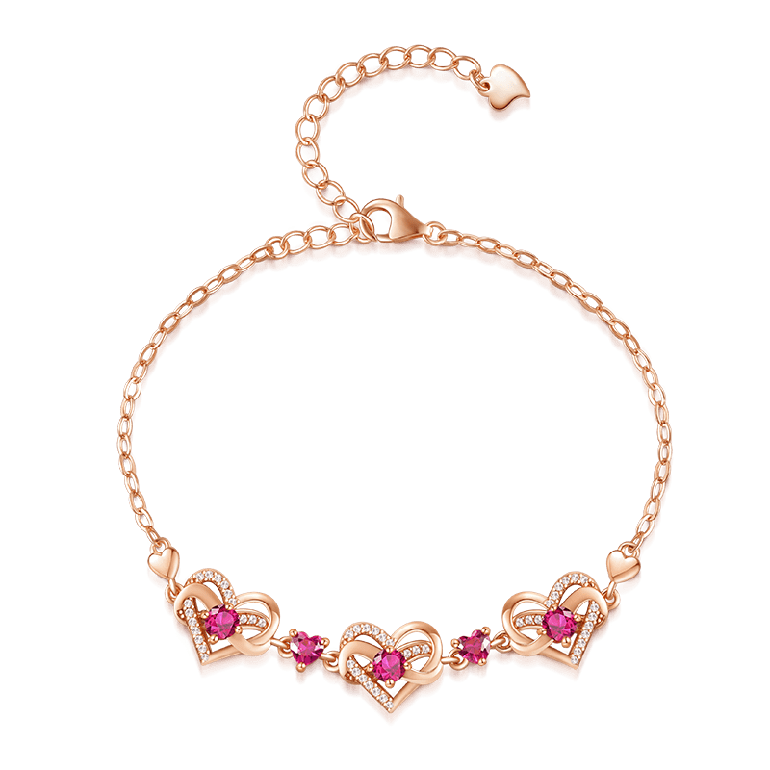Gnoce Rose Gold Infinite Love Heart Birthstone Bracelets
