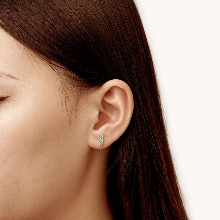 Gnoce Stacked Diamond Stud Earrings