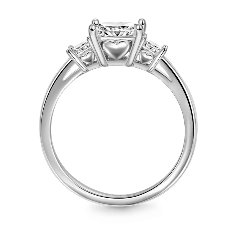 Clear Three-Stone Ring 925 Sterling Silver with Gemstone