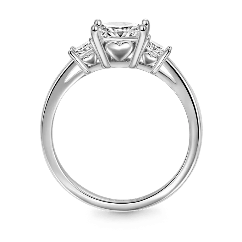 Clear Three-Stone Ring 925 Sterling Silver with Gemstone