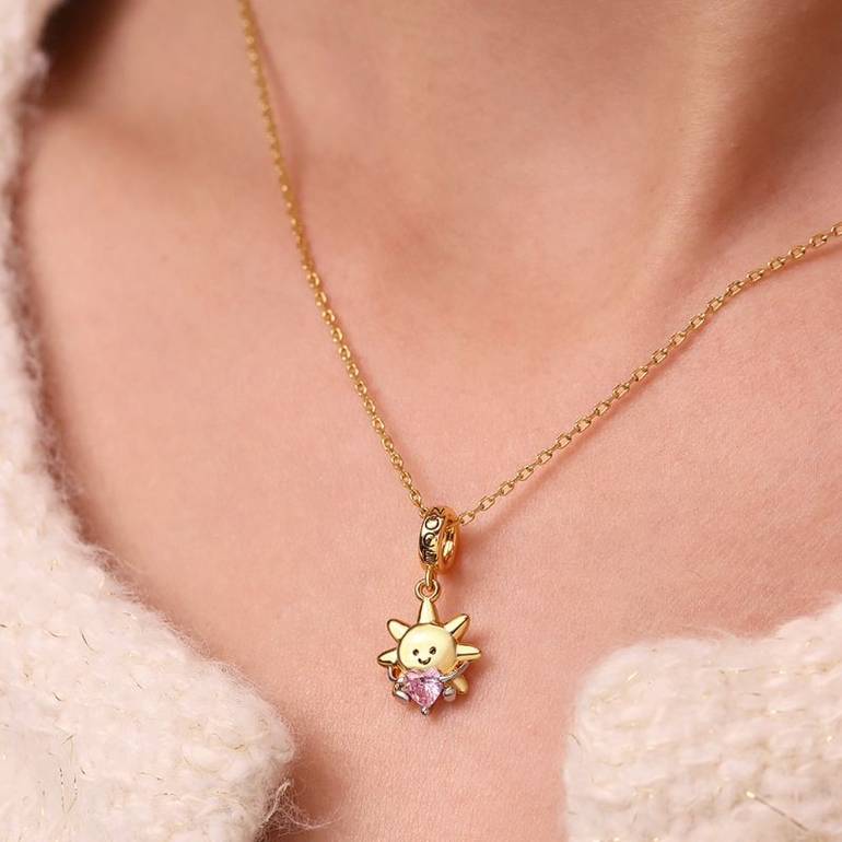 Gnoce Smiling Sun Embraces Love Pendant Dangle Charm