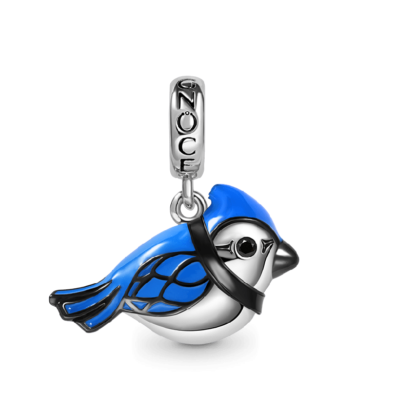 Blue Jay Pendant Dangle Charm 925 Sterling Silver Lucky Bird