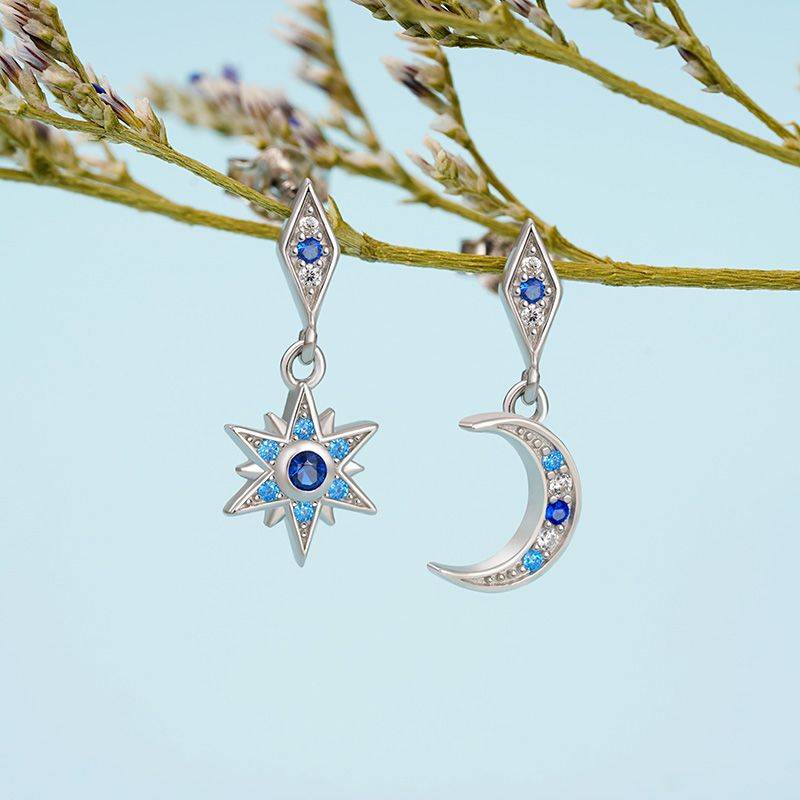 Gnoce Galaxy Moon Star Dangle Earrings