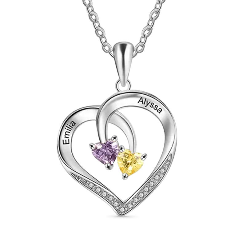 Gnoce Smart Heart Engravable Birthstone Necklaces