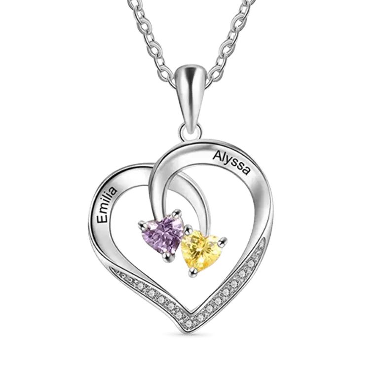 Gnoce Smart Heart Engravable Birthstone Necklaces