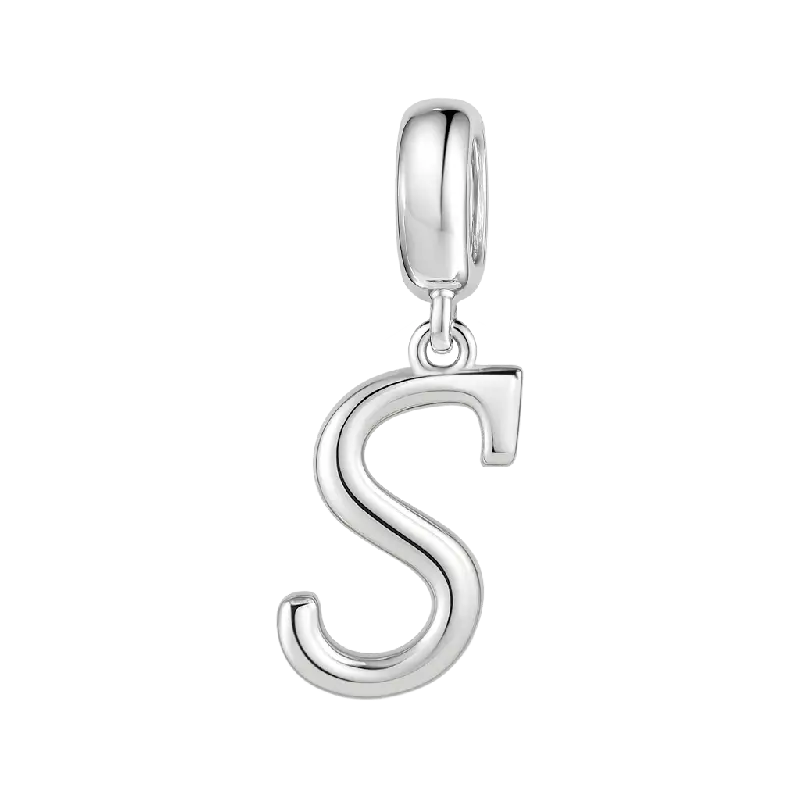 Letter S 925 Sterling Silver Dangling Charm Great for Bracelets Necklaces