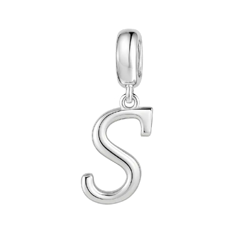 Letter S 925 Sterling Silver Dangling Charm Great for Bracelets Necklaces
