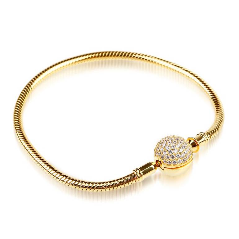 18K Gold Plated Bracelets with Clear Stones S925 Silver