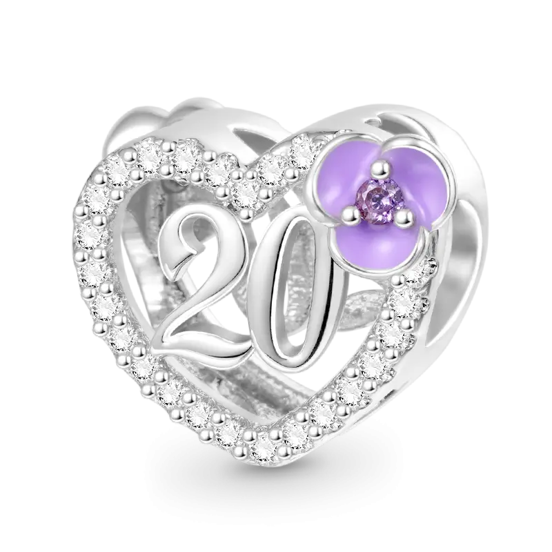 Gnoce Celebration 20th Birthday Heart Charm