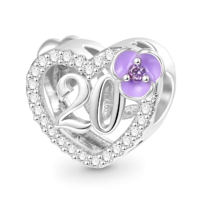 Gnoce Celebration 20th Birthday Heart Charm