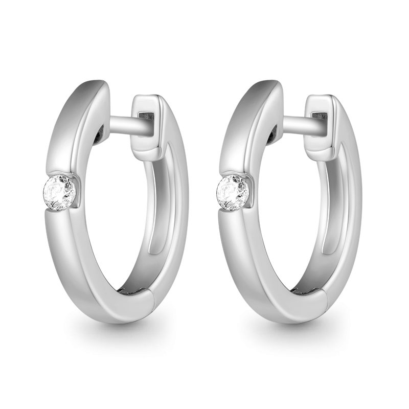 Gnoce Round Set Diamond Stud Earrings
