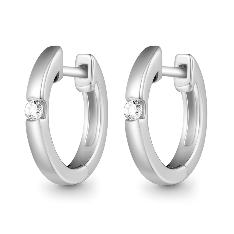 Gnoce Round Set Diamond Stud Earrings
