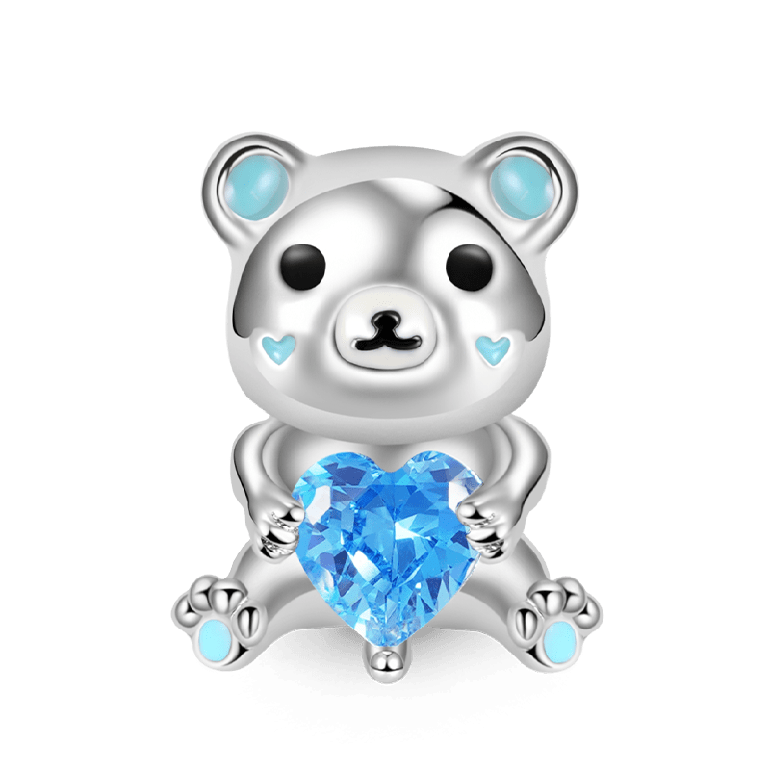 Gnoce Polar Bear Embraces Heart Gem Charm