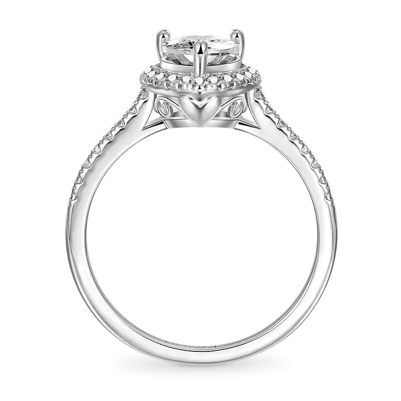 Sparkling Heart Ring 925 Sterling Silver Inlaid with Clear Gemstones