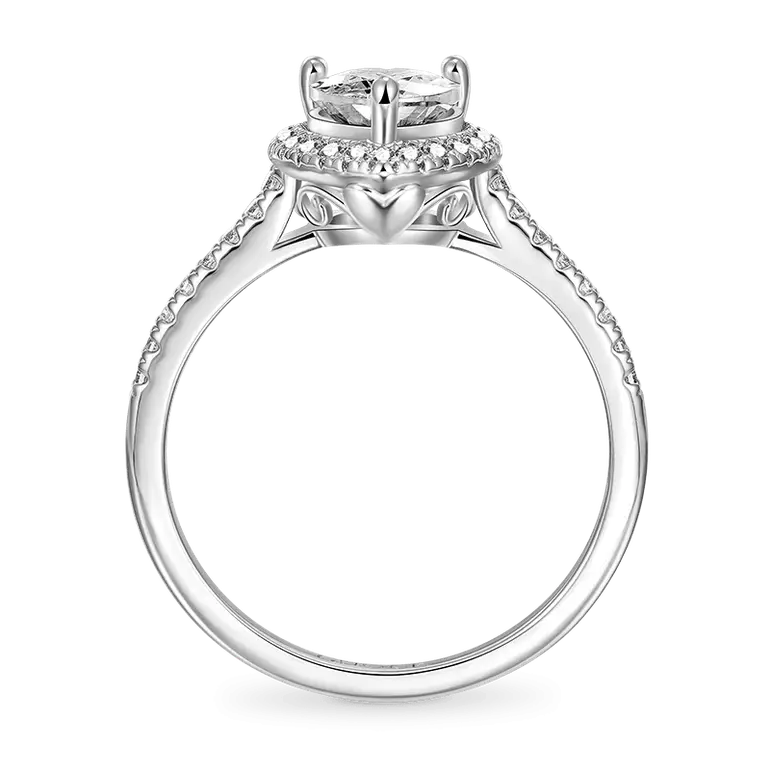 Sparkling Heart Ring 925 Sterling Silver Inlaid with Clear Gemstones