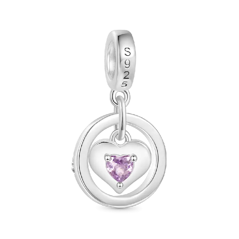 Gnoce Mother's Day 'I Love U Forever' Mom Heart Birthstone Pendant Dangle Charm