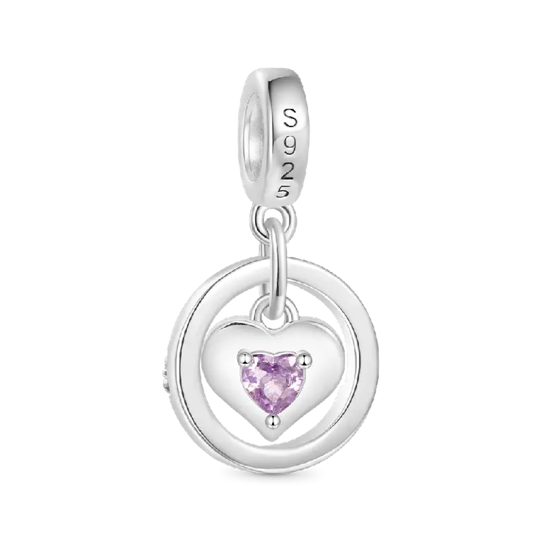 Gnoce Mother's Day 'I Love U Forever' Mom Heart Birthstone Pendant Dangle Charm