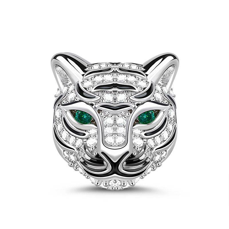 Royal Tiger Charm with Czs 925 Sterling Silver Chinese Zodiac Bead