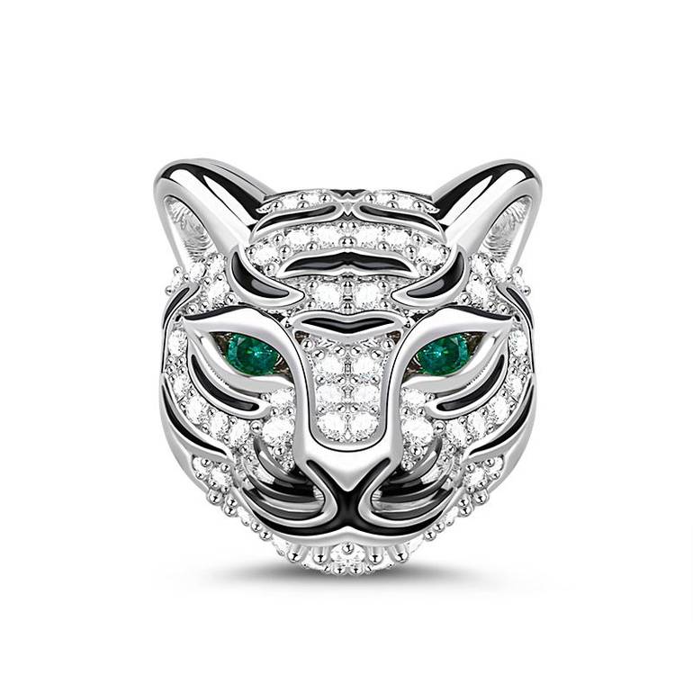 Royal Tiger Charm with Czs 925 Sterling Silver Chinese Zodiac Bead