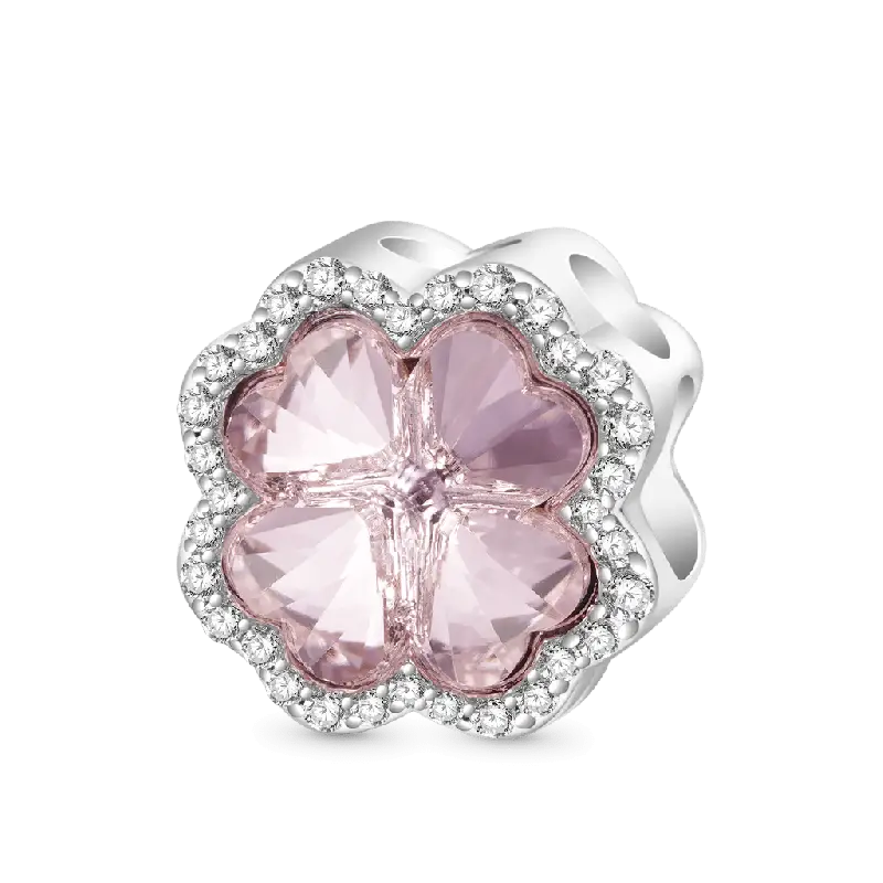 Gnoce Lucky Pink Four-leaf Clover Charm