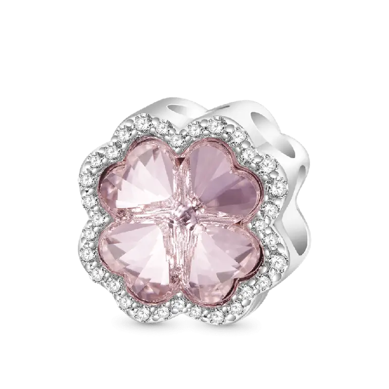 Gnoce Lucky Pink Four-leaf Clover Charm