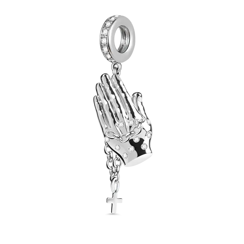 925 Sterling Silver Pray Zirconia Charm Pendant
