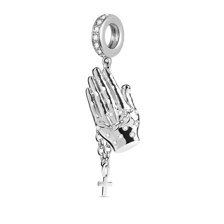 925 Sterling Silver Pray Zirconia Charm Pendant