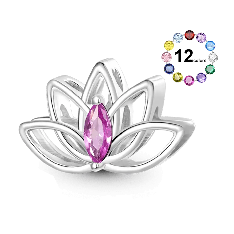 Gnoce Lotus Flower Birthstone Charm