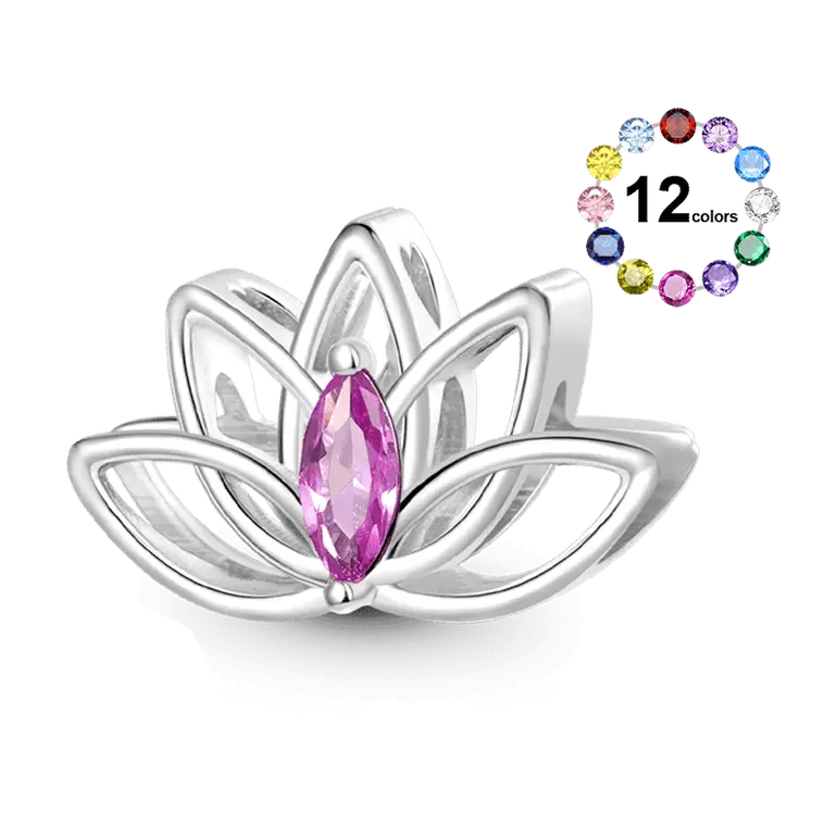 Gnoce Lotus Flower Birthstone Charm